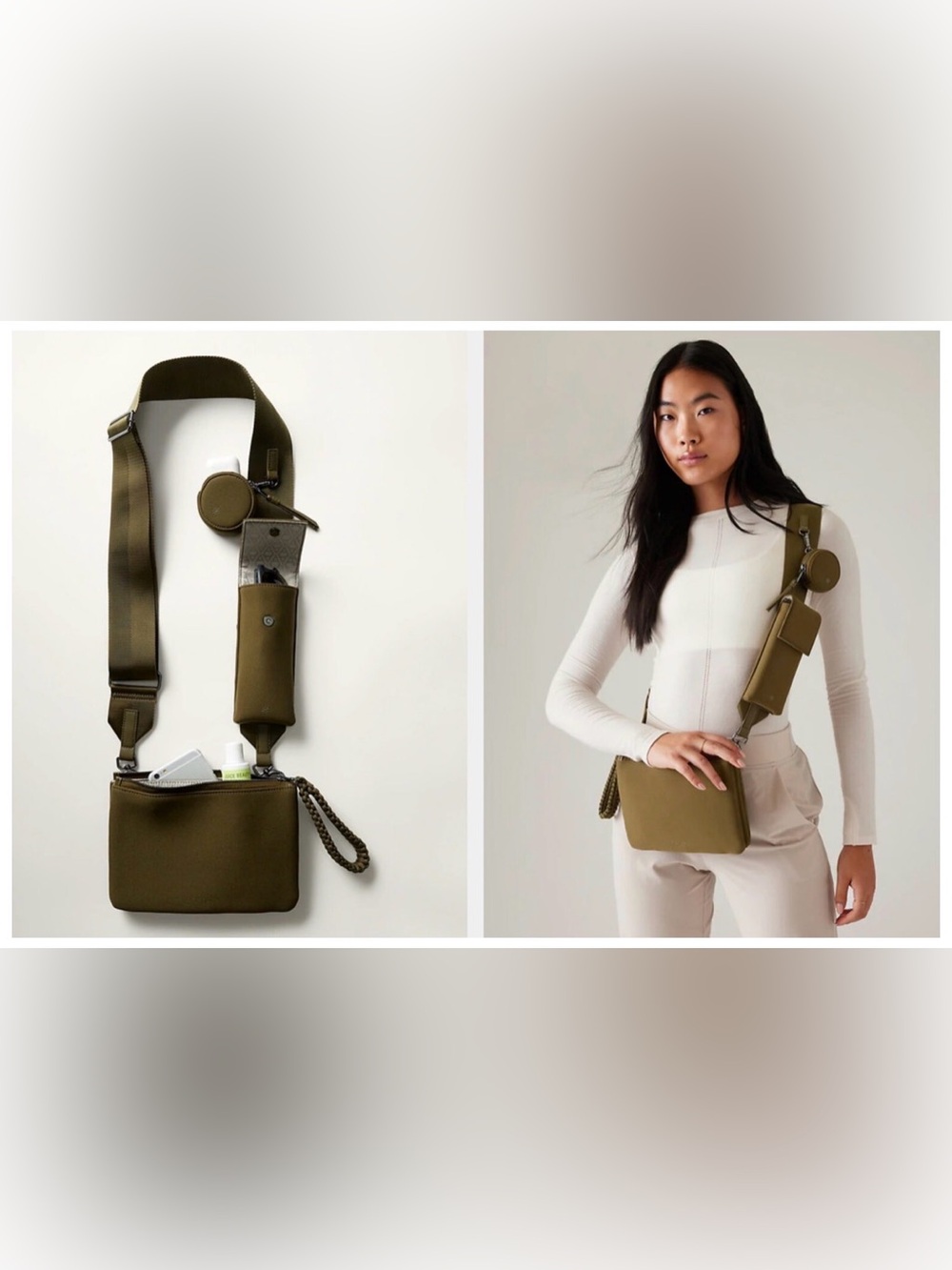 Athleta Revive Modular Olive Multi-Pouch Crossbody Bag